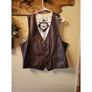 Continental Leather Fashions Men's Brown Vest Button Pockets V-Neck Size 46. G1